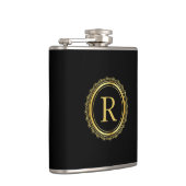 Elegant Golden Medallion Monogram Heupfles (Rechts)