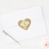 Elegant Golden Metallic Crucifix Wedding Rings Hart Sticker (Envelop)