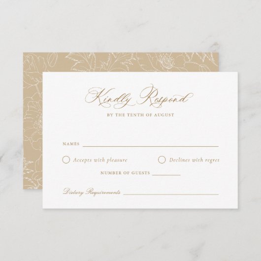 Elegant Golden Modern Script Wedding RSVP Kaart (Voorkant / Achterkant)
