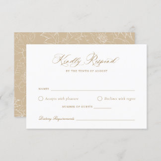 Elegant Golden Modern Script Wedding RSVP Kaart