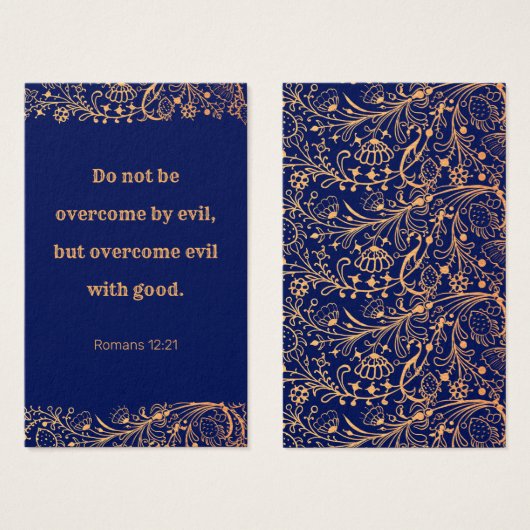 Elegant Golden Navy Blue Pattern Bijbel Bladwijzer Visitekaartje (Voorkant /achterkant)