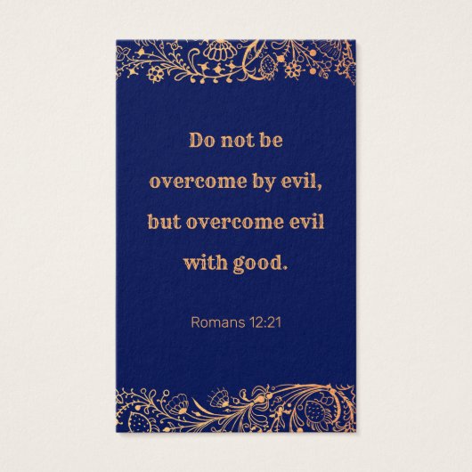 Elegant Golden Navy Blue Pattern Bijbel Bladwijzer Visitekaartje (Voorkant)