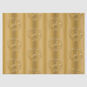 Elegant Golden Reindeer en Wreaths Kerstmis Tissuepapier
