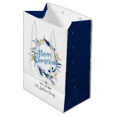 Elegant Golden Reindeer Floral kerstmis Medium Cadeauzakje (Voorkant Gekanteld)