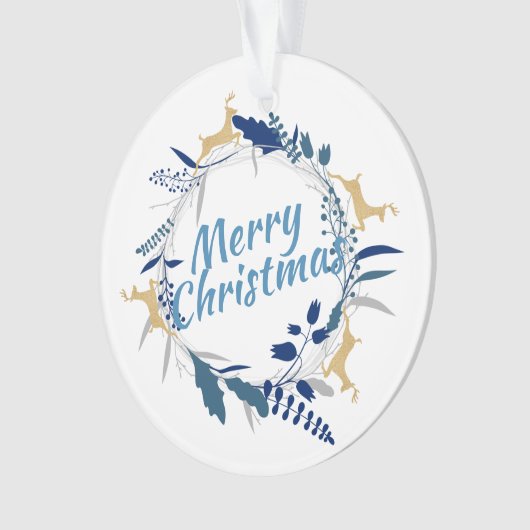 Elegant Golden Reindeer Floral kerstmis met O Ornament (voorkant)