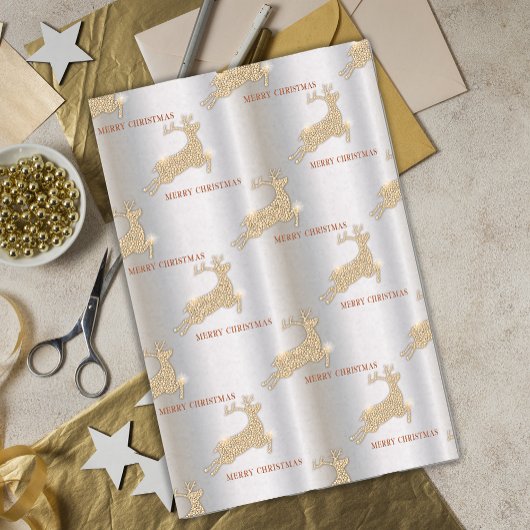 Elegant Golden Reindeer Luxe Kerstmis Tissuepapier