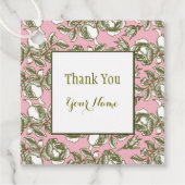 Elegant Golden Roos op Roze Aangepast Dank u Label (Voorkant)