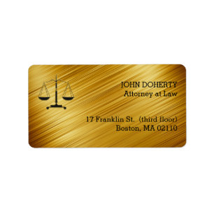 Elegant Golden Scales of Justice Law Label