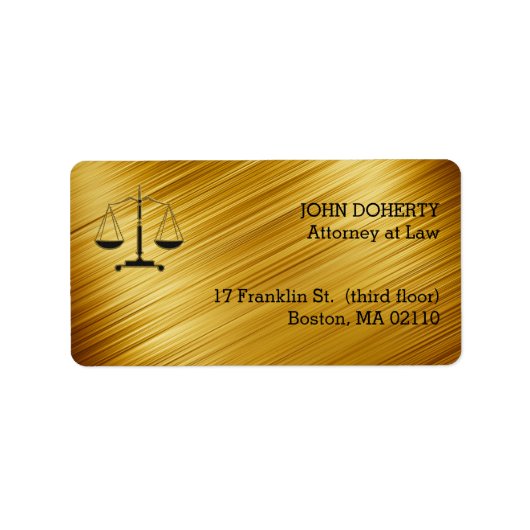 Elegant Golden Scales of Justice Law Label (Voorkant)
