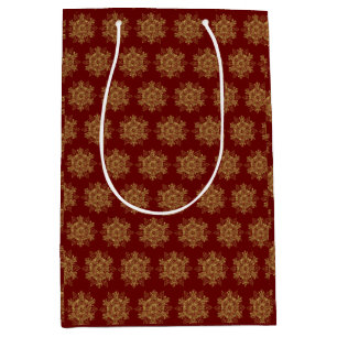 Elegant Golden Snowflake Burgundy Medium Cadeauzakje
