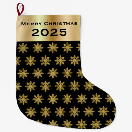 Elegant Golden Snowflakes Christmas Stocking Grote Kerstsok