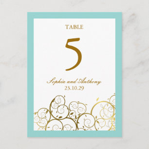 Elegant Golden Spirals Table Number Briefkaart
