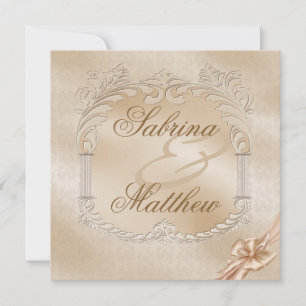 Elegant Golden Swans Formal Wedding Invitation Kaart