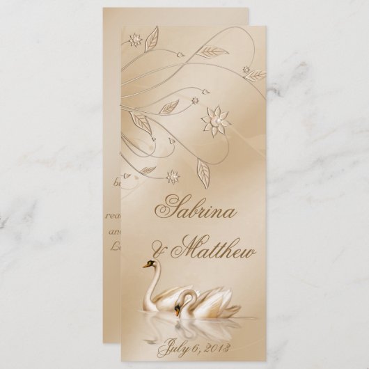 Elegant Golden Swans Formal Wedding Programme Pray Programma (Voorkant / Achterkant)