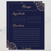 Elegant Golden Tropical aangepaste recept sjabloon (Voorkant / Achterkant)