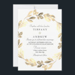 Elégant Golden Wreath Wedding Invitation<br><div class="desc">Elégant Golden Wreath Wedding Invite Matching collection dans Niche and Nest store. Oeuvre de www.EssemCreatives.etsy.com</div>