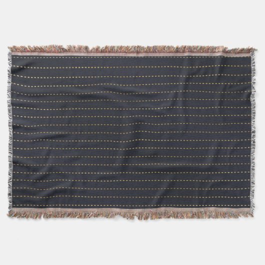 Elegant Golden Yellow Dashed Stripes Bluish Grey Deken (Voorkant)