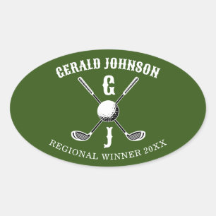 Elegant Golf Monogr... Ovale Sticker