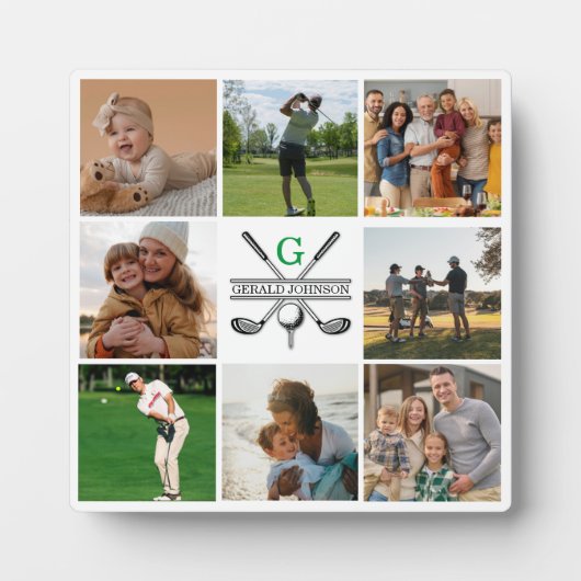 Elegant Golf Monogram Collage Design Fotoplaat (Voorkant)