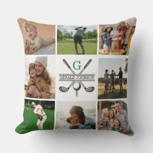 Elegant Golf Monogram Collage Design Kussen
