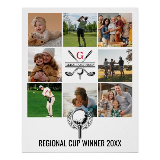 Elegant Golf Monogram Collage Design Perfect Poster (Voorkant)