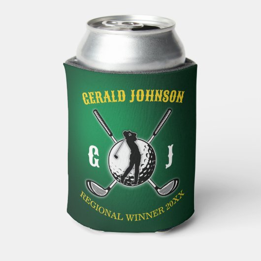 Elegant Golf Monogram Design Blikjeskoeler (Blikje Achterkant)