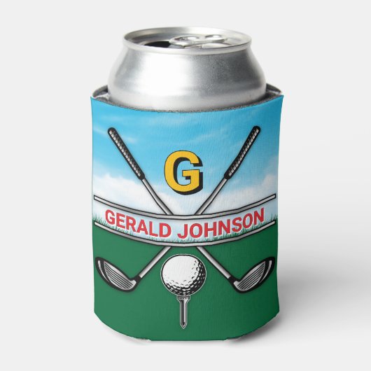 Elegant Golf Monogram Design Can Cooler (Blikje Voorkant)