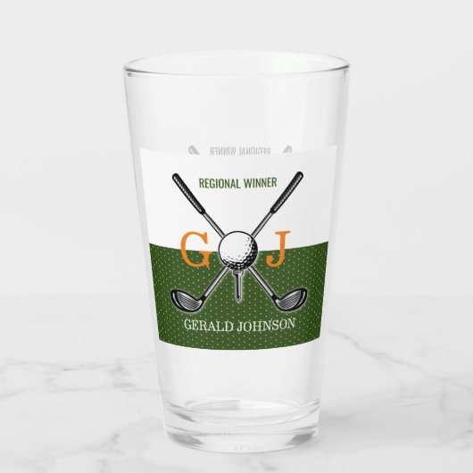 Elegant Golf Monogram Design Glas (Achterkant)