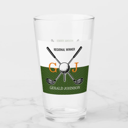 Elegant Golf Monogram Design Glas (Voorkant)