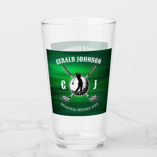 Elegant Golf Monogram Design Glas (Voorkant)