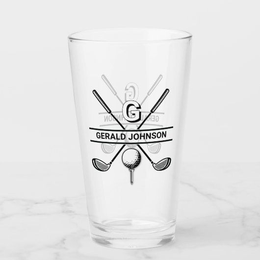 Elegant Golf Monogram Design Glas (Voorkant)