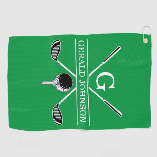 Elegant Golf Monogram Design Golfhanddoek (Horizontaal)