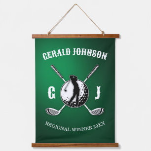 Elegant Golf Monogram Design Hangend Wandkleed