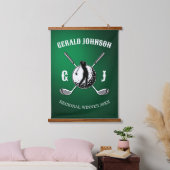 Elegant Golf Monogram Design Hangend Wandkleed (Slaapkamer)