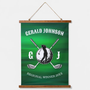 Elegant Golf Monogram Design Hangend Wandkleed