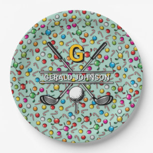 Elegant Golf Monogram Design Papieren Bordje