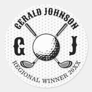 Elegant Golf Monogram Design Ronde Sticker