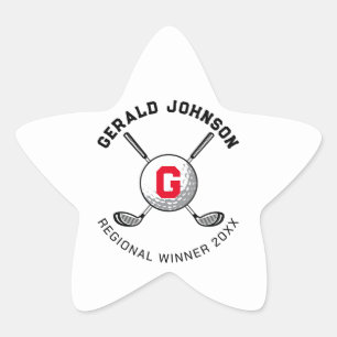 Elegant Golf Monogram Design Ster Sticker