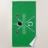 Elegant Golf Monogram Design Strandlaken (Voorkant)