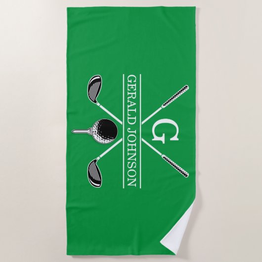 Elegant Golf Monogram Design Strandlaken (Voorkant)