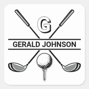 Elegant Golf Monogram Design Vierkante Sticker