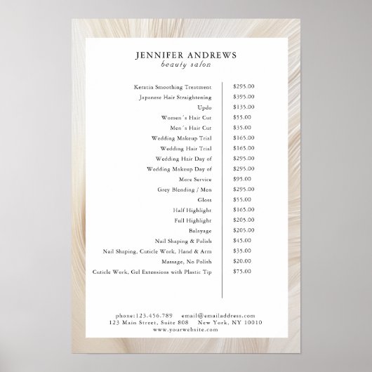 Elegant, Golven, Salon, Prijslijst Poster (Voorkant)