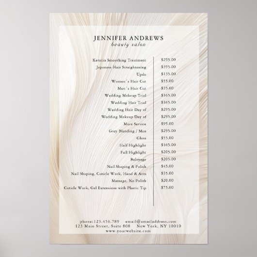 Elegant, Golven, Salon, Prijslijst Poster (Voorkant)