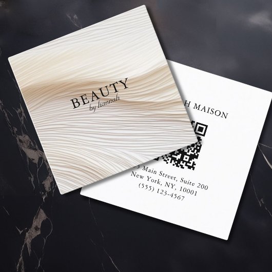 Elegant, golven, salon, QR-code Vierkante Visitekaartje