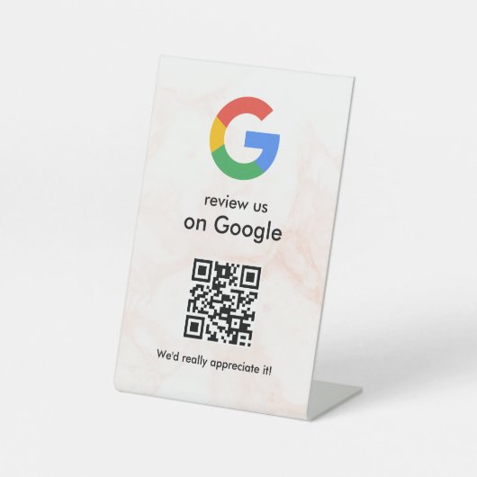 Elegant Google reviews qr code tabletop sign Reclamebord Met Voetstuk (Voorkant)