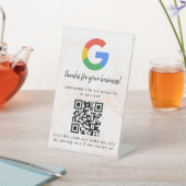 Elegant Google reviews qr code tabletop sign Reclamebord Met Voetstuk (Insitu)