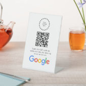 Elegant Google reviews qr code tabletop sign Reclamebord Met Voetstuk (Insitu)