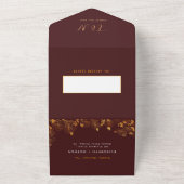 Elegant Gorchanische Bourgogne en goudflorage All In One Uitnodiging (Buitenkant)