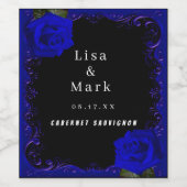 Elégant Goth Blue Rose Étiquettes de vin (Étiquettes simples)