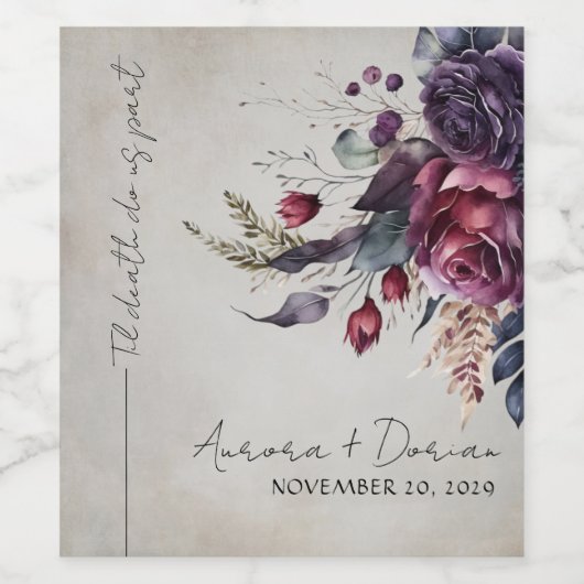 Elégant Goth Floral Aquarelle Mariage Étiquette de (Étiquettes simples)